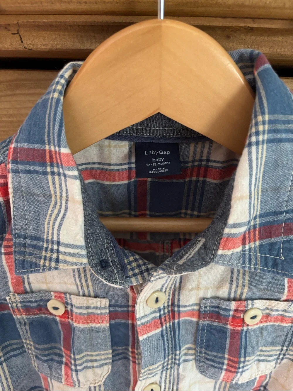 Baby Gap boys Classic Plaid Short-Sleeve Romper - Blue & Red Size 12-18M